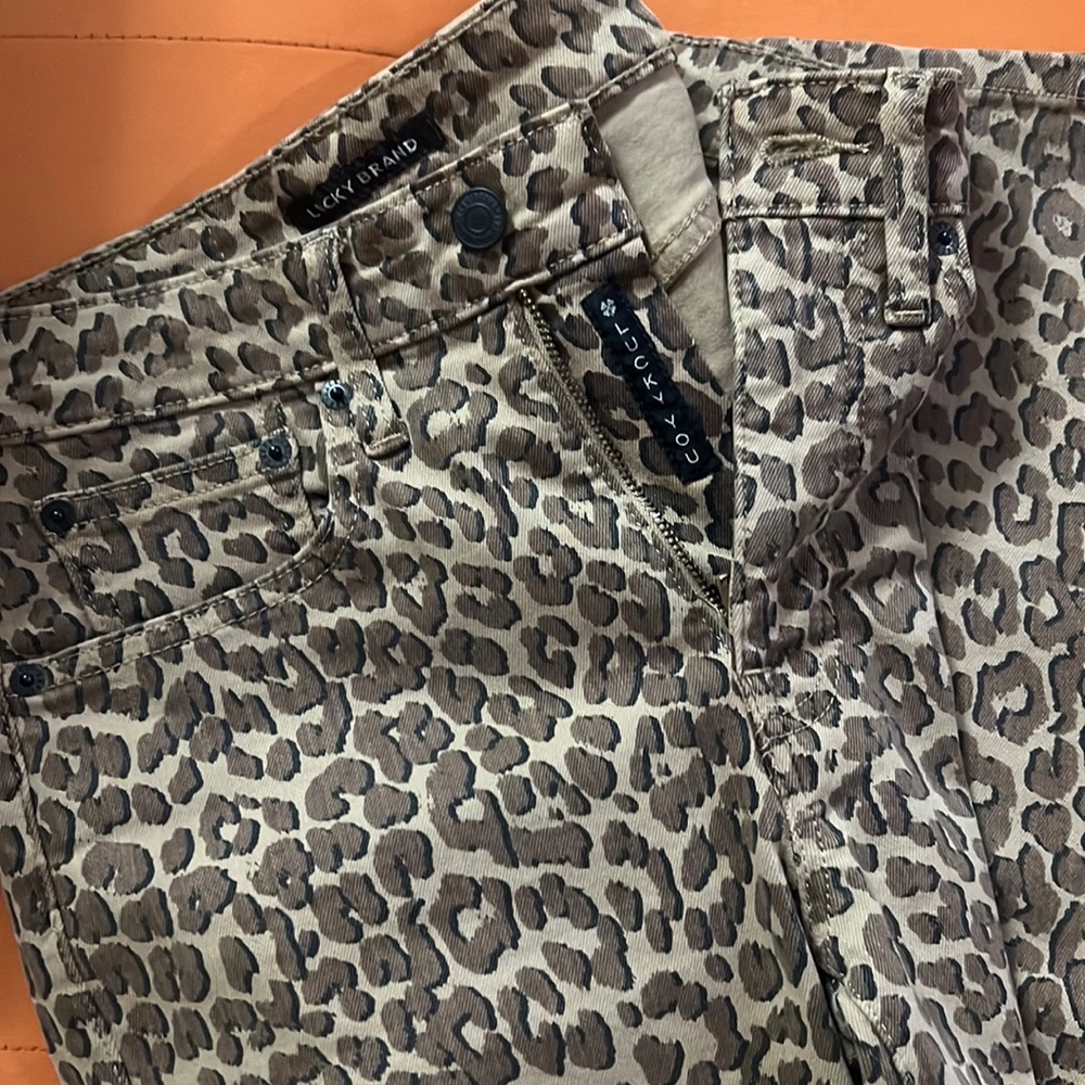 Lucky Brand High Rise Slim Leopard Print Jeans